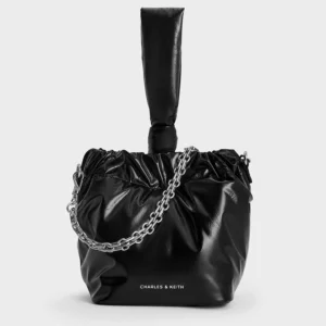 Charles & Keith Noir Caia Knotted Dumpling Bag